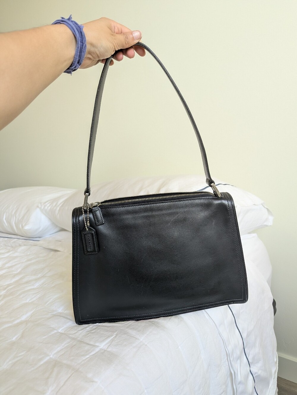 Coach 6145 Vintage Black Leather Shoulder Bag Purse Y2K